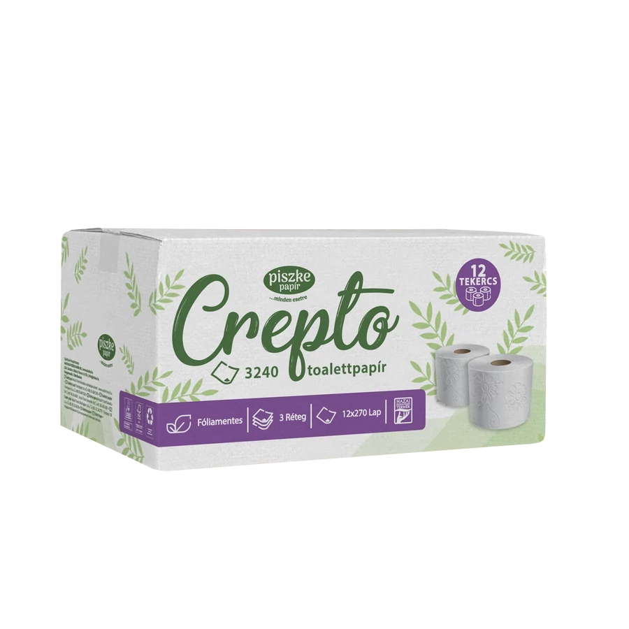 Crepto fóliamentes toalettpapír 3 rétegű 12 tekercs/doboz