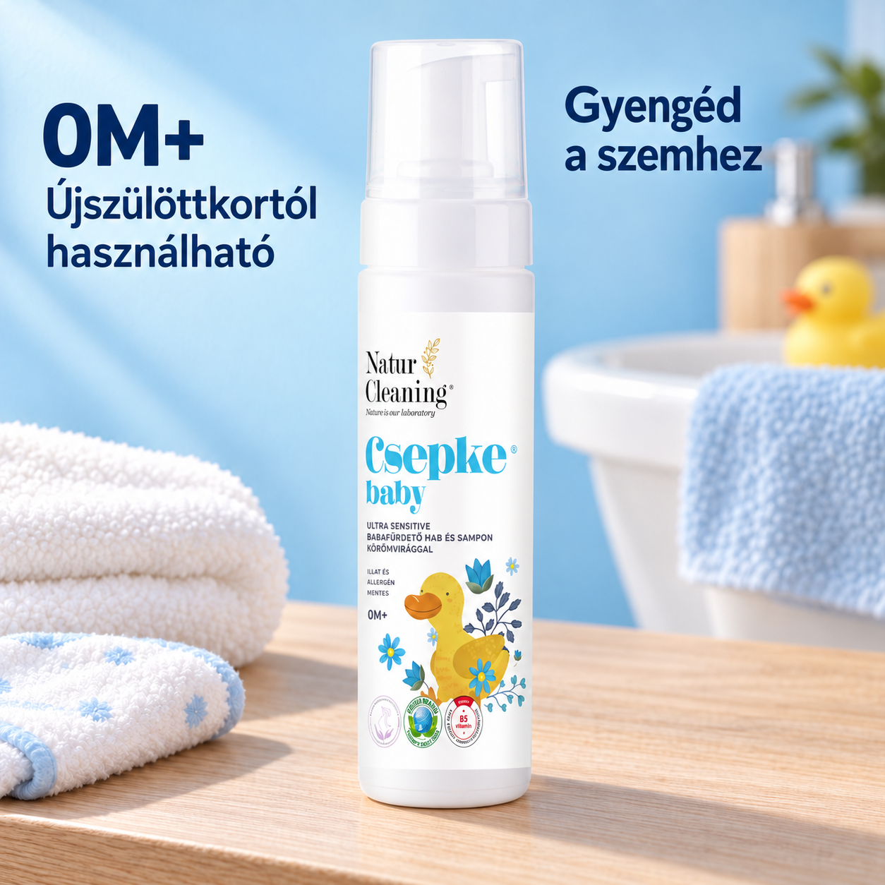Csepke Baby Ultra Sensitive Illat- és allergénmentes Babafürdető Hab és Sampon 200 ml