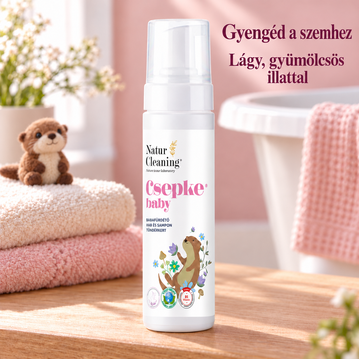 Csepke Baby Hipoallergén Babafürdető Hab és Sampon Tündérkert 200 ml