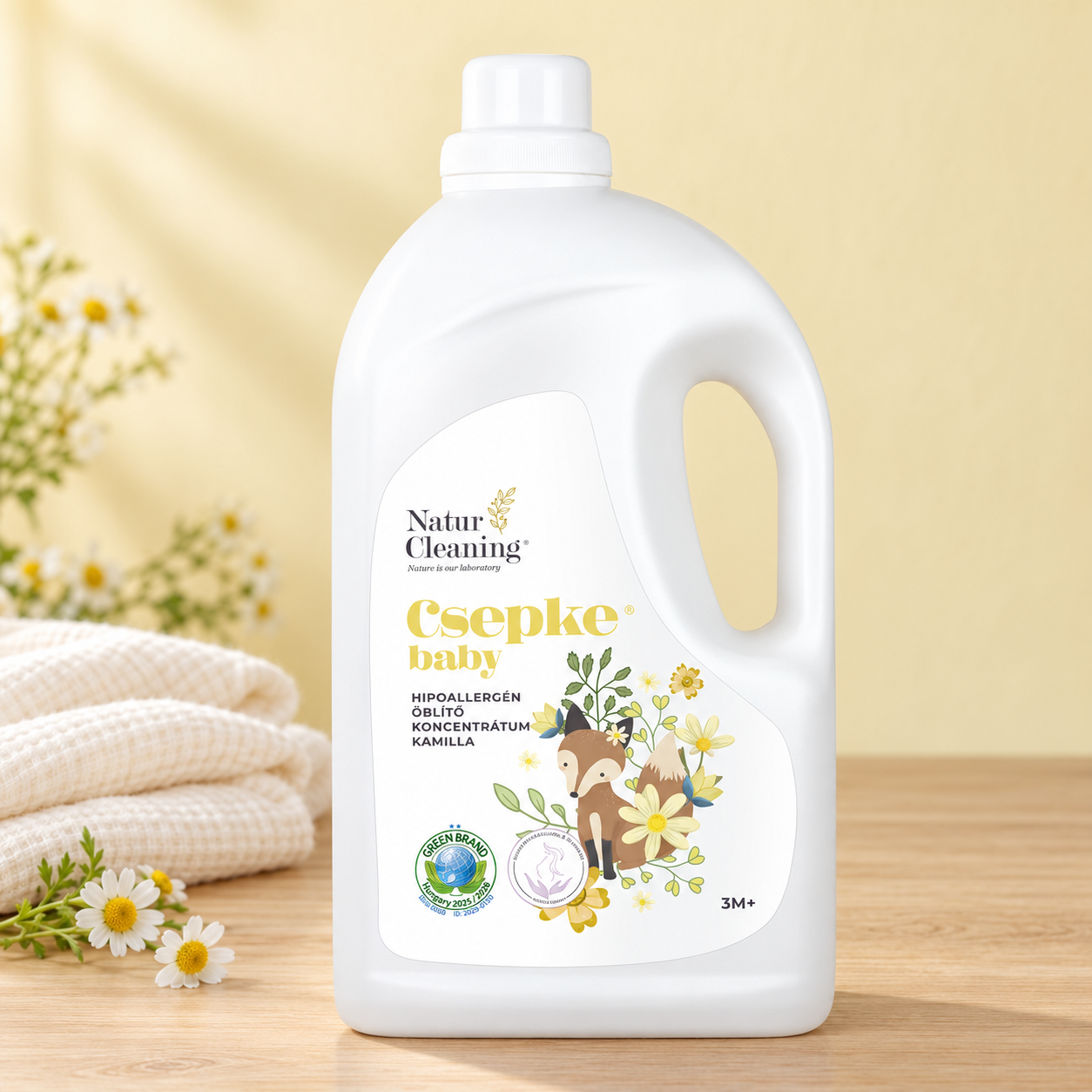 Csepke baby hipoallergén öblítő kamilla illattal 3m+ 4 liter