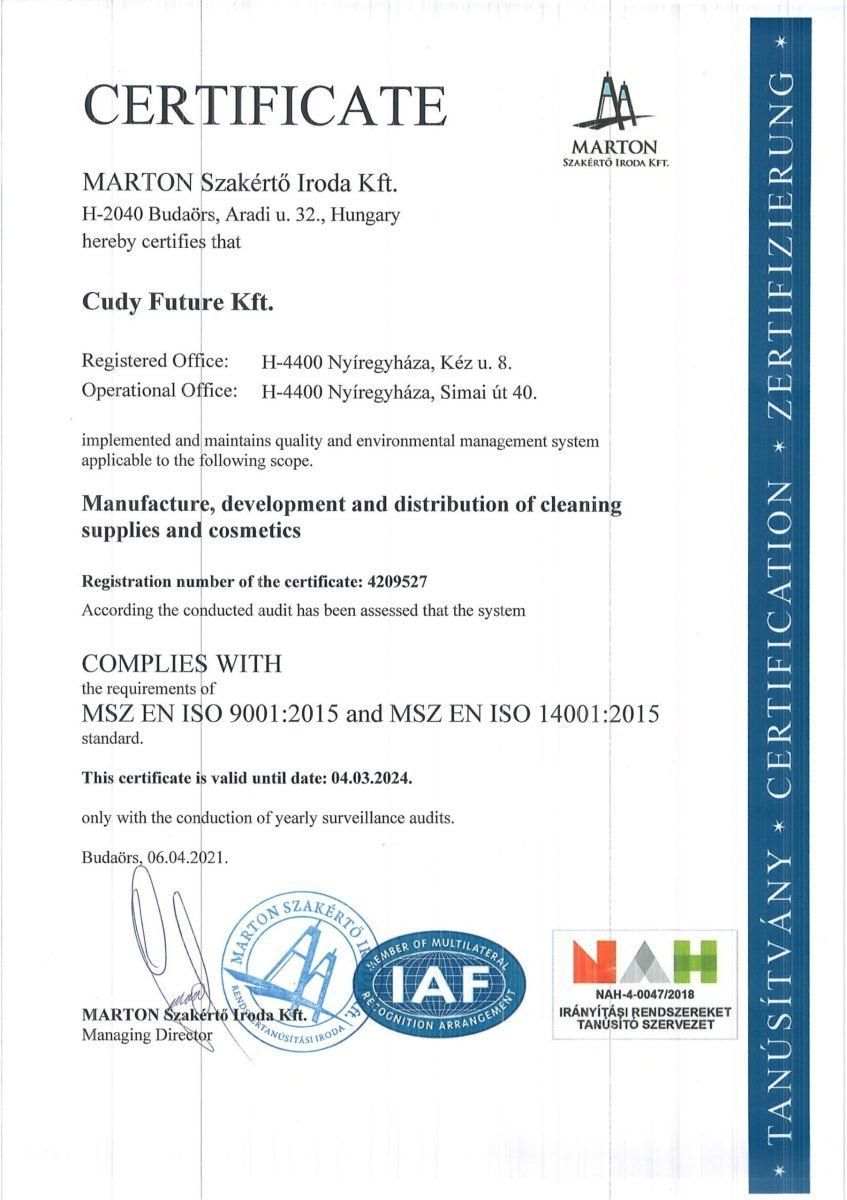 ISO tanúsítvány (EN)