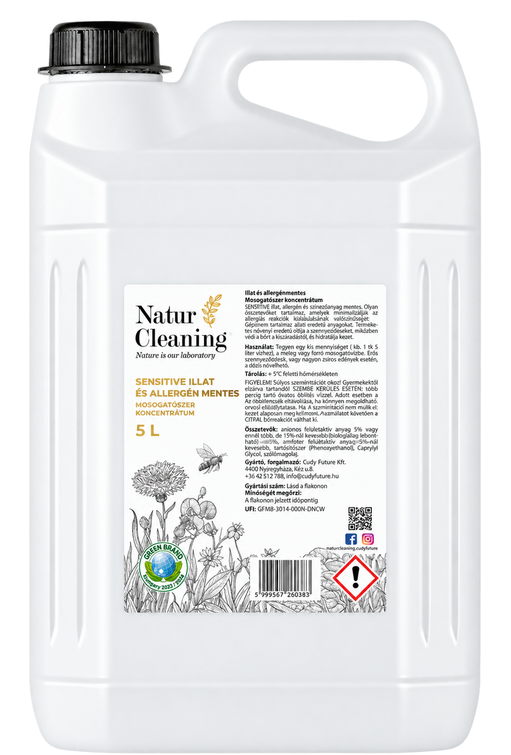 Naturcleaning Mosogatószer Sensitive illat és allergénmentes 5 liter