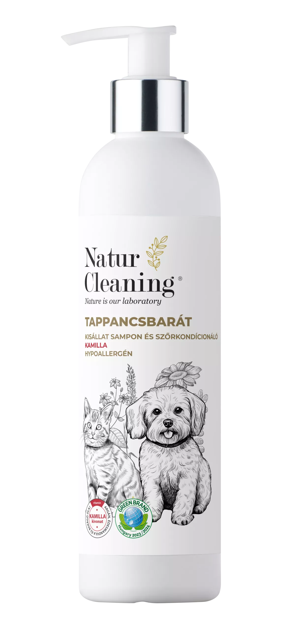 Naturcleaning Tappancsbarát Hipoallergén Kisállat sampon és szőrkondicionáló Kamilla 250 ml