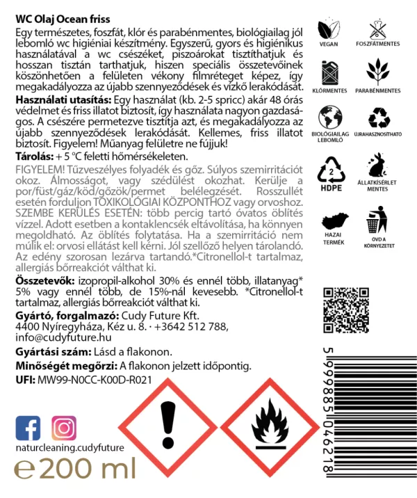Naturcleaning WC olaj Óceán 1 liter – galéria