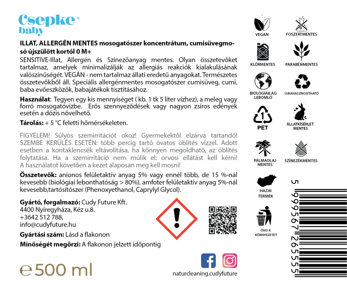 Csepke Baby mosogatószer koncentrátum, cumisüveg mosó 0m+ 1 liter – galéria
