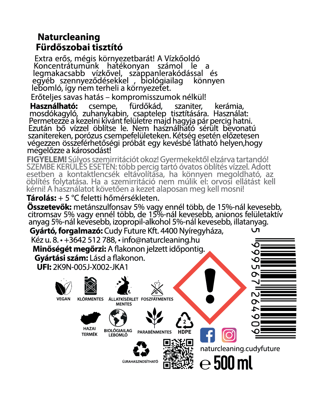 Naturcleaning Fürdőszobai tisztító 500 ml – galéria