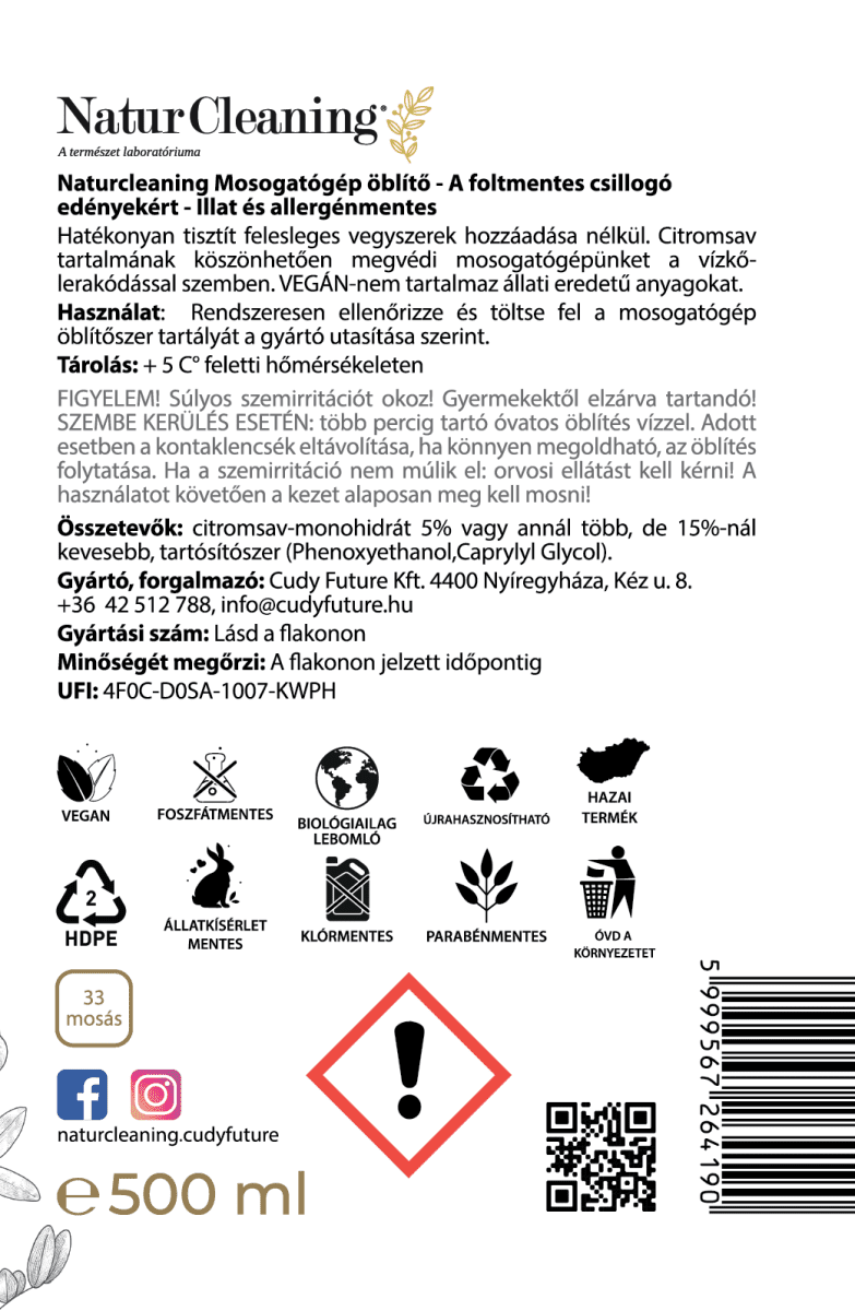 Naturcleaning Mosogatógép öblítő 500 ml – galéria