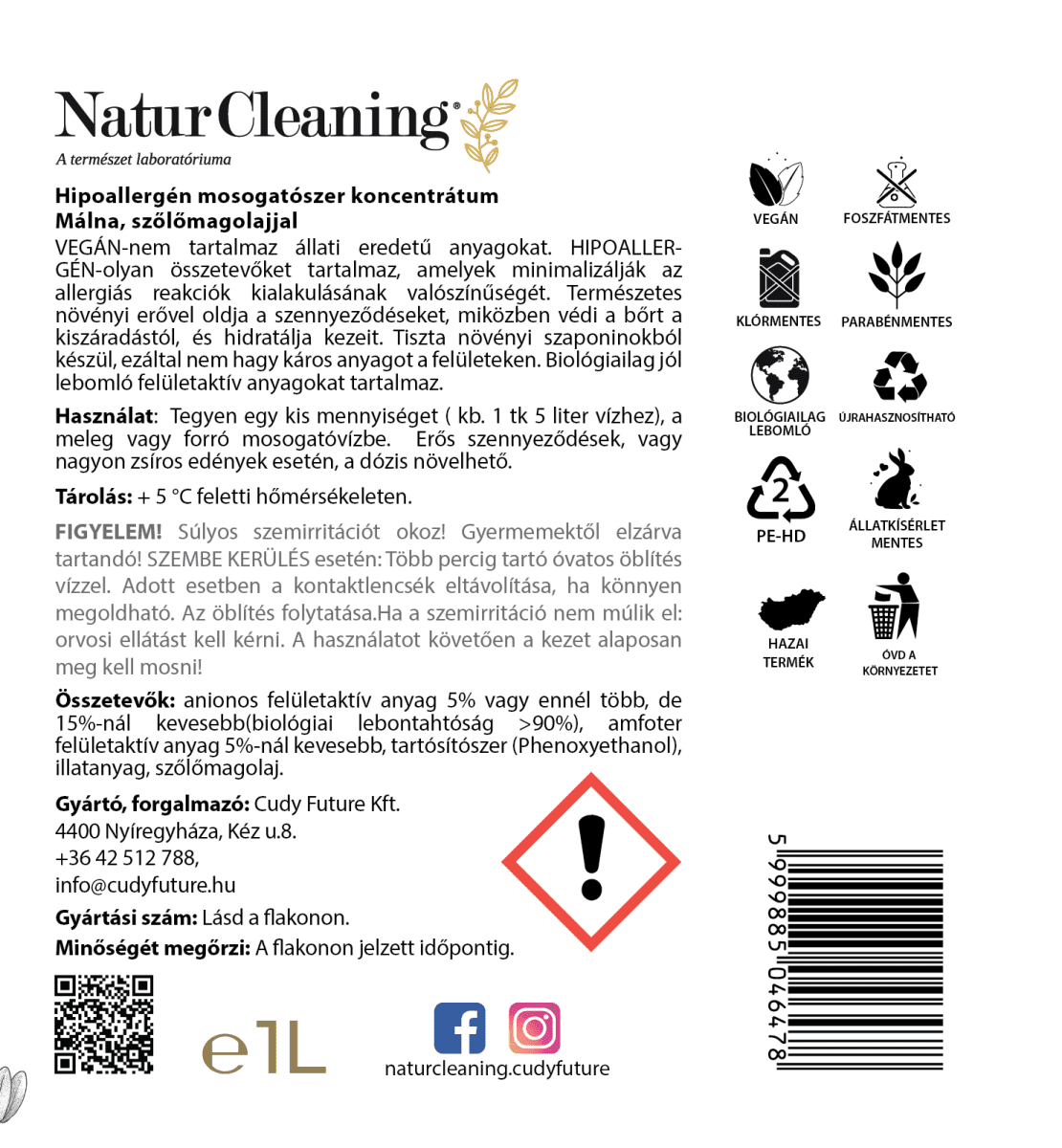 Naturcleaning Mosogatószer Málna 1 liter – galéria