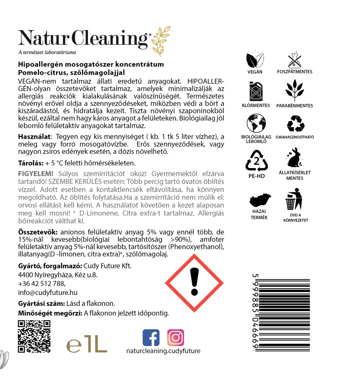 Naturcleaning Mosogatószer Pomelo-Citrus 1 liter – galéria