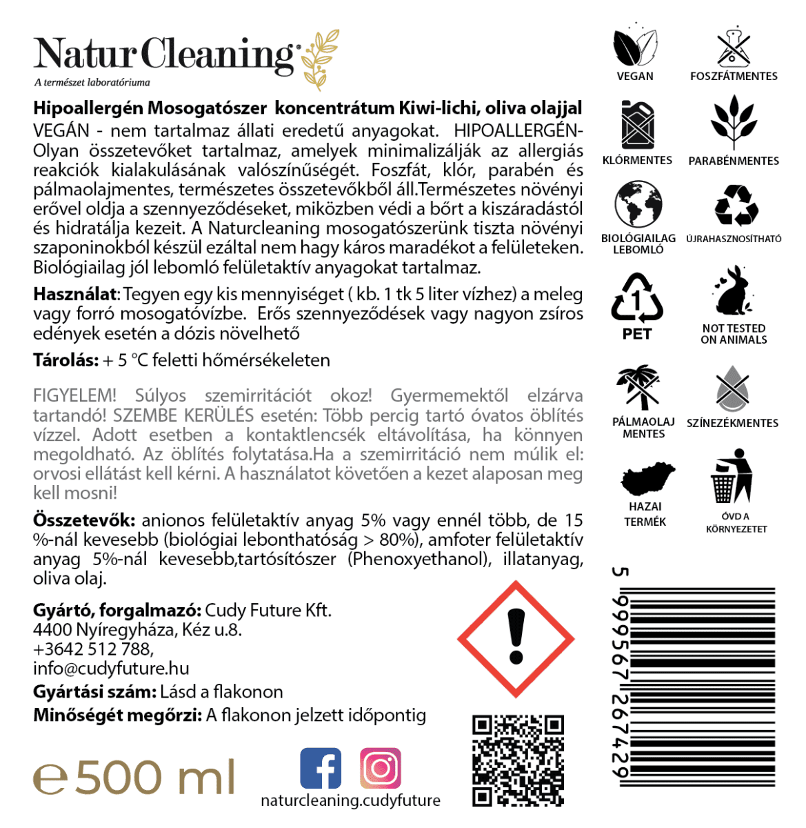 Naturcleaning Mosogatószer Kiwi-Lichi 500 ml – galéria