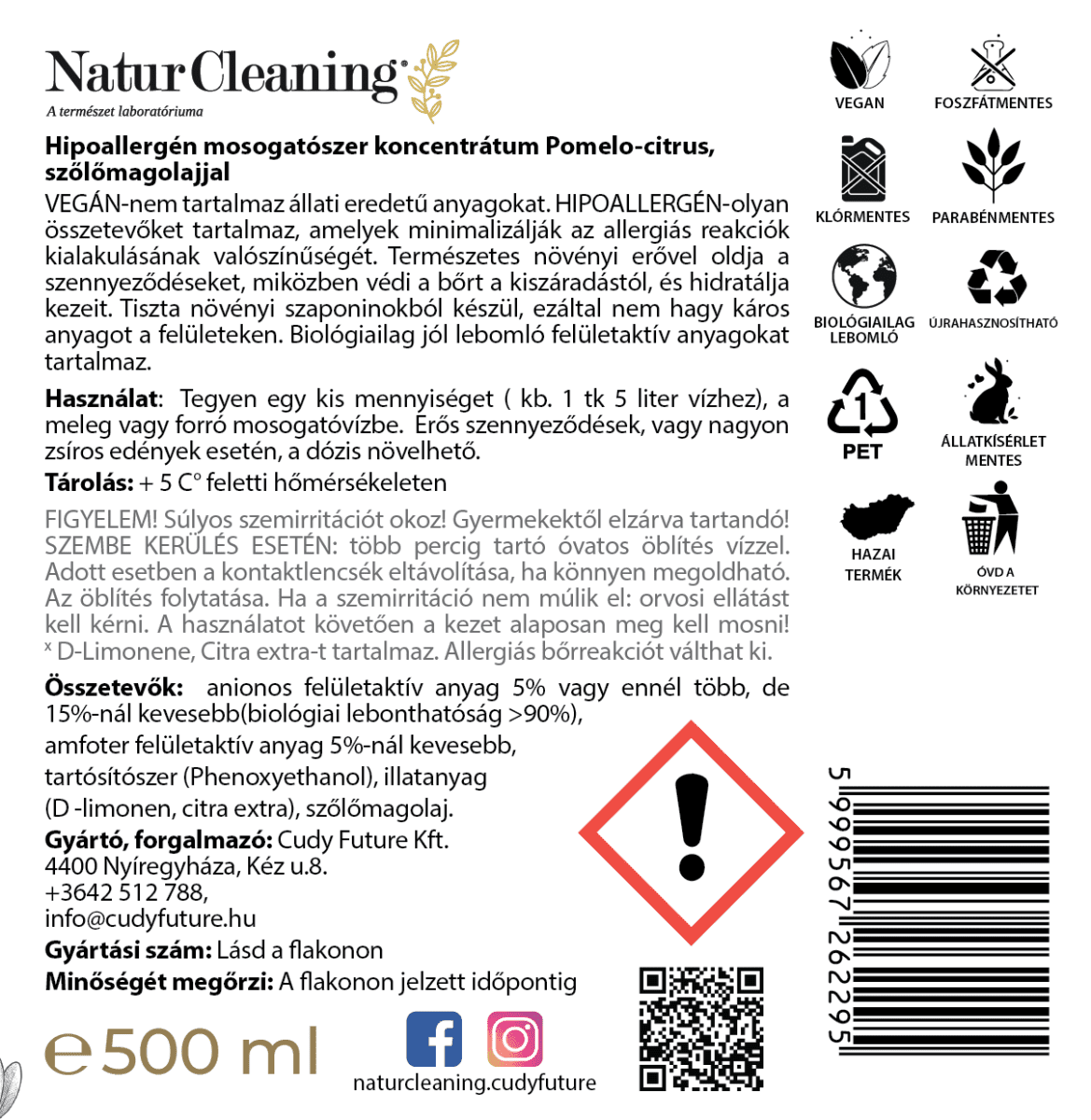 Naturcleaning Mosogatószer Pomelo-Citrus 500 ml – galéria
