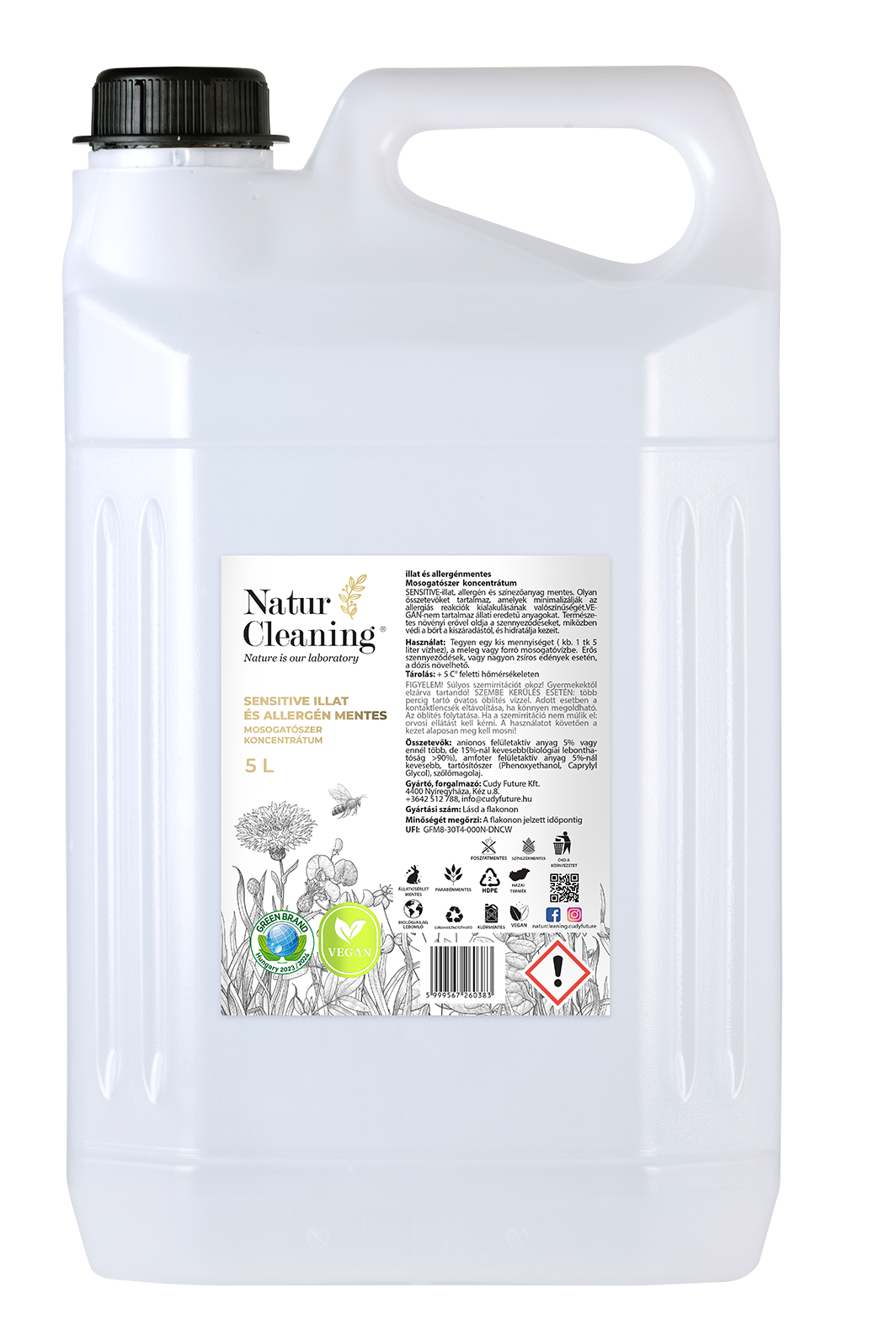 Naturcleaning Mosogatószer Sensitive illat és allergénmentes 5 liter