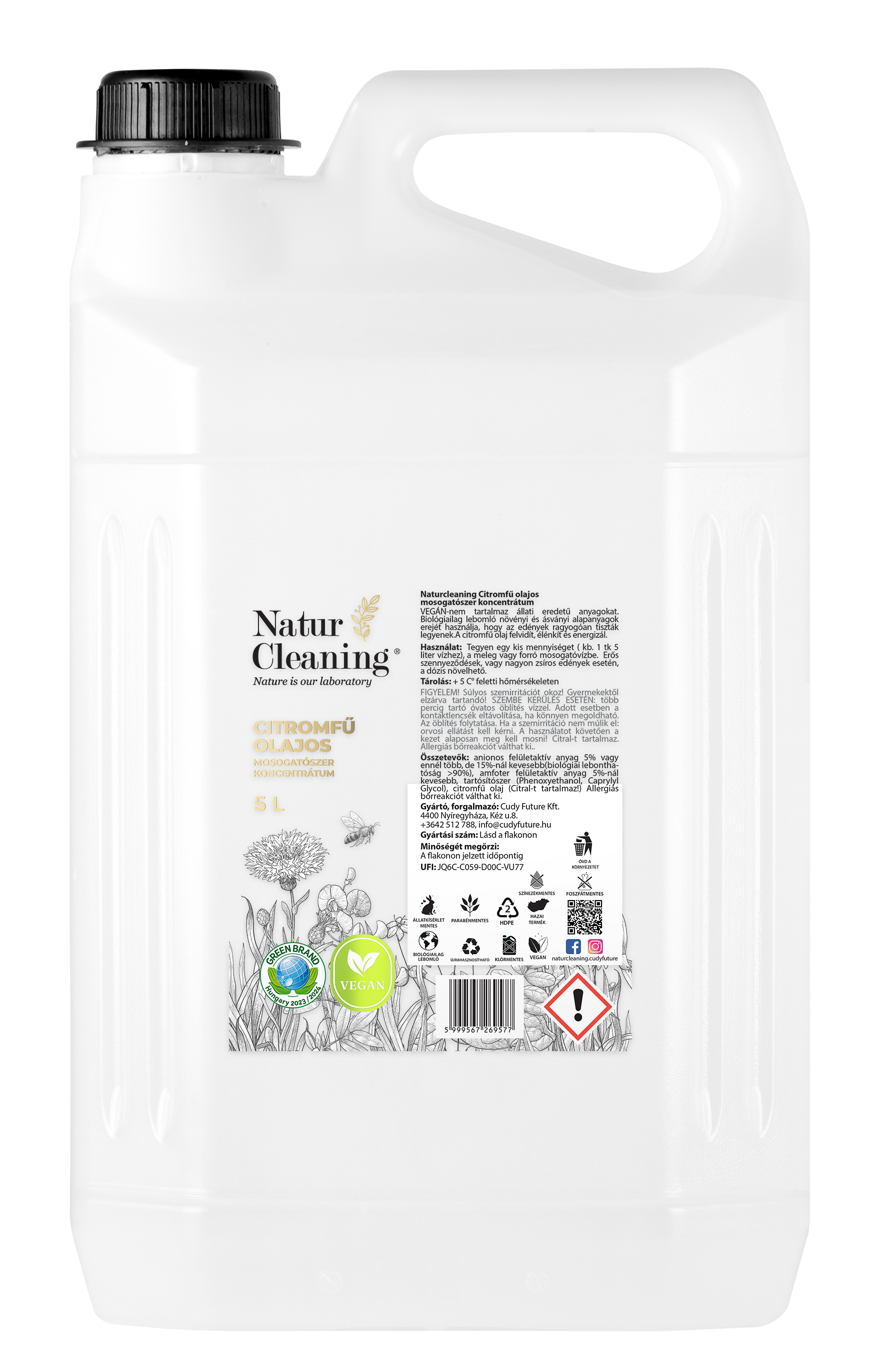 Naturcleaning Mosogatószer Citromfű olajos 5 liter