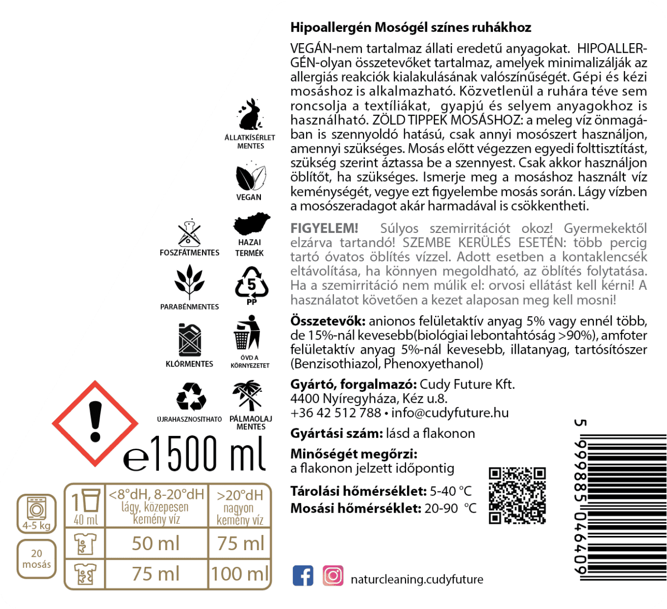 Naturcleaning Color hipoallergén mosógél 1,5 liter – galéria