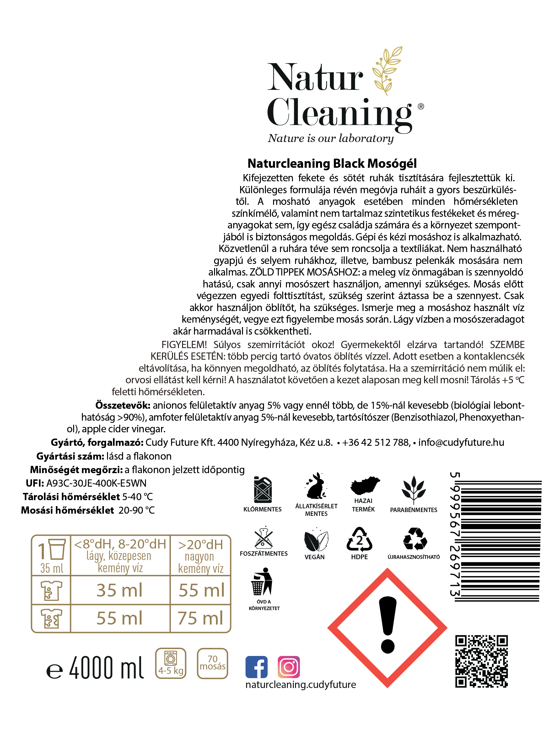 Naturcleaning Black hipoallergén mosógél 4 liter – galéria