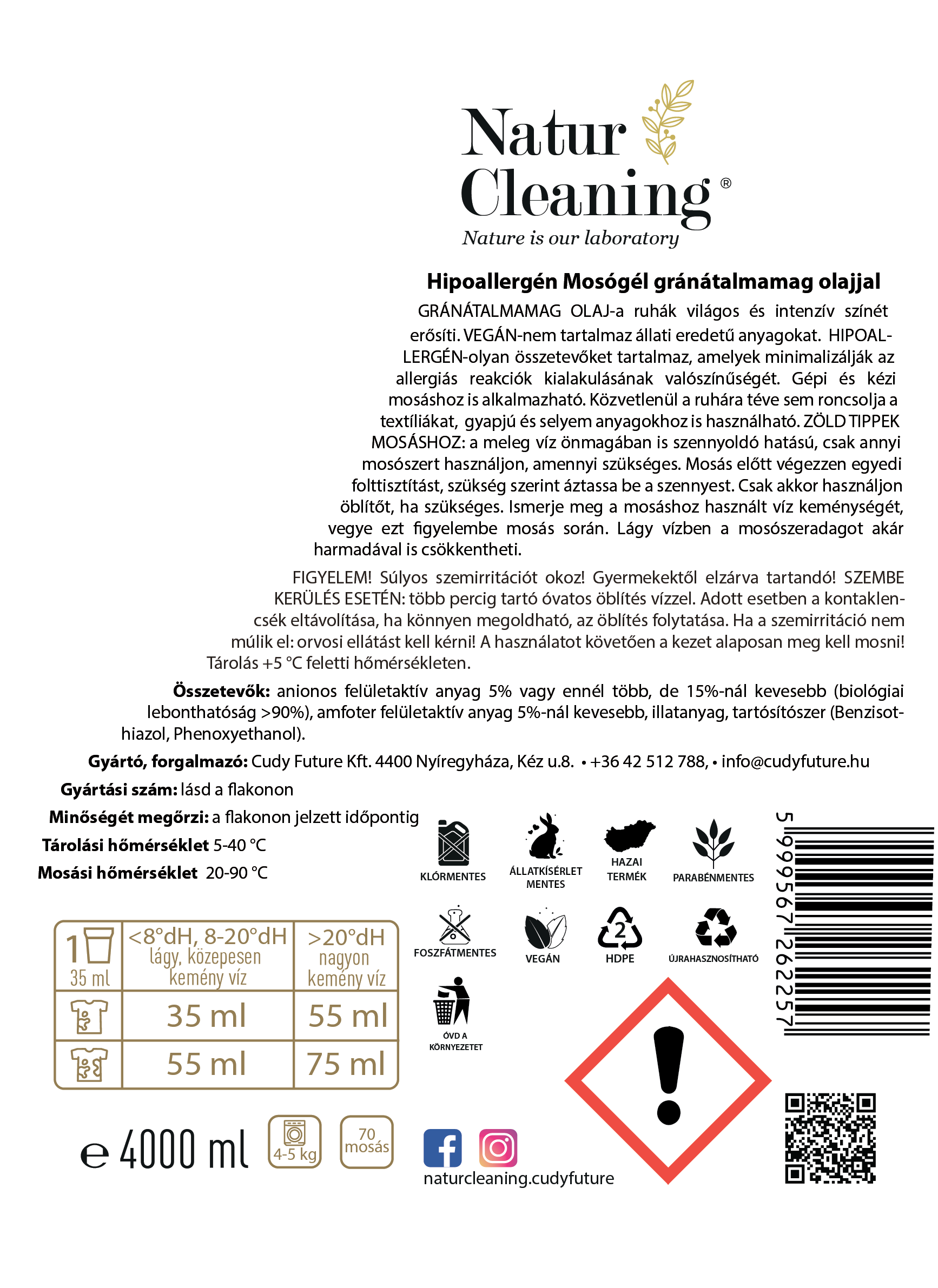 Naturcleaning Gránátalma hipoallergén mosógél 4 liter – galéria