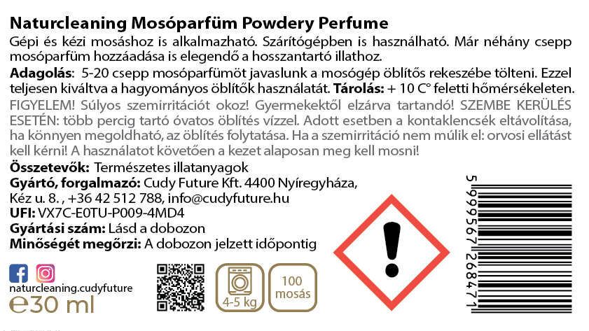 Naturcleaning Mosóparfüm Powdery Perfume 30 ml – galéria