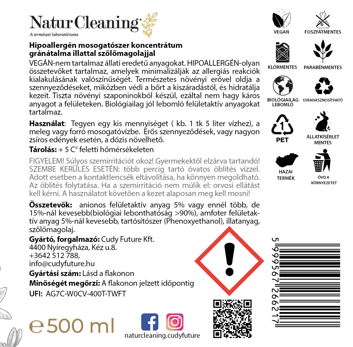 Naturcleaning Mosogatószer Gránátalma 500ml – galéria