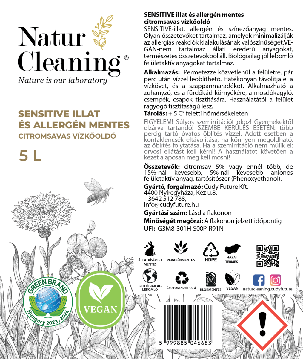 Sensitive illat és allergén mentes citromsavas vízkőoldó 5 liter – galéria