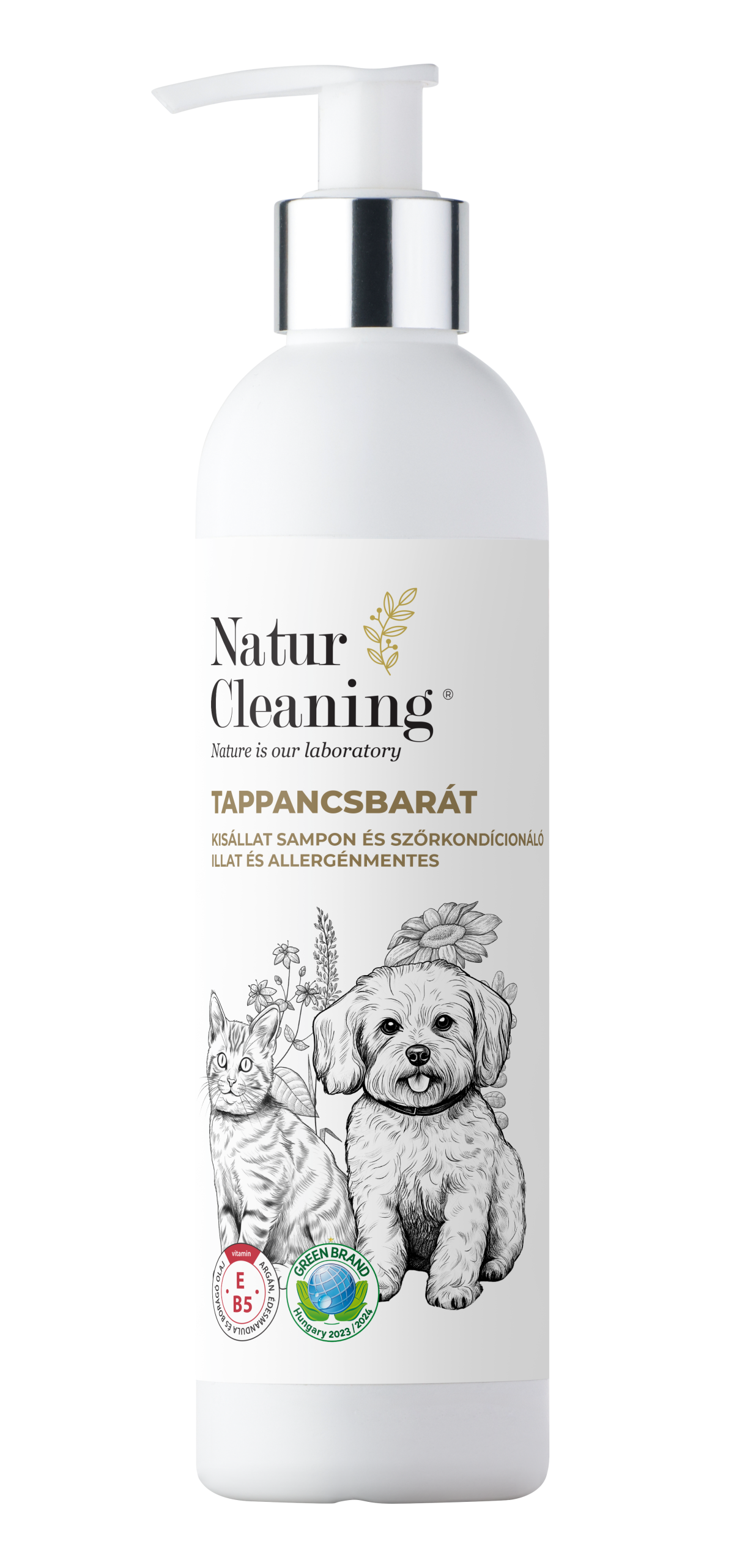 Naturcleaning Tappancsbarát Illat és allergénmentes Kisállat sampon és szőrkondicionáló 250 ml