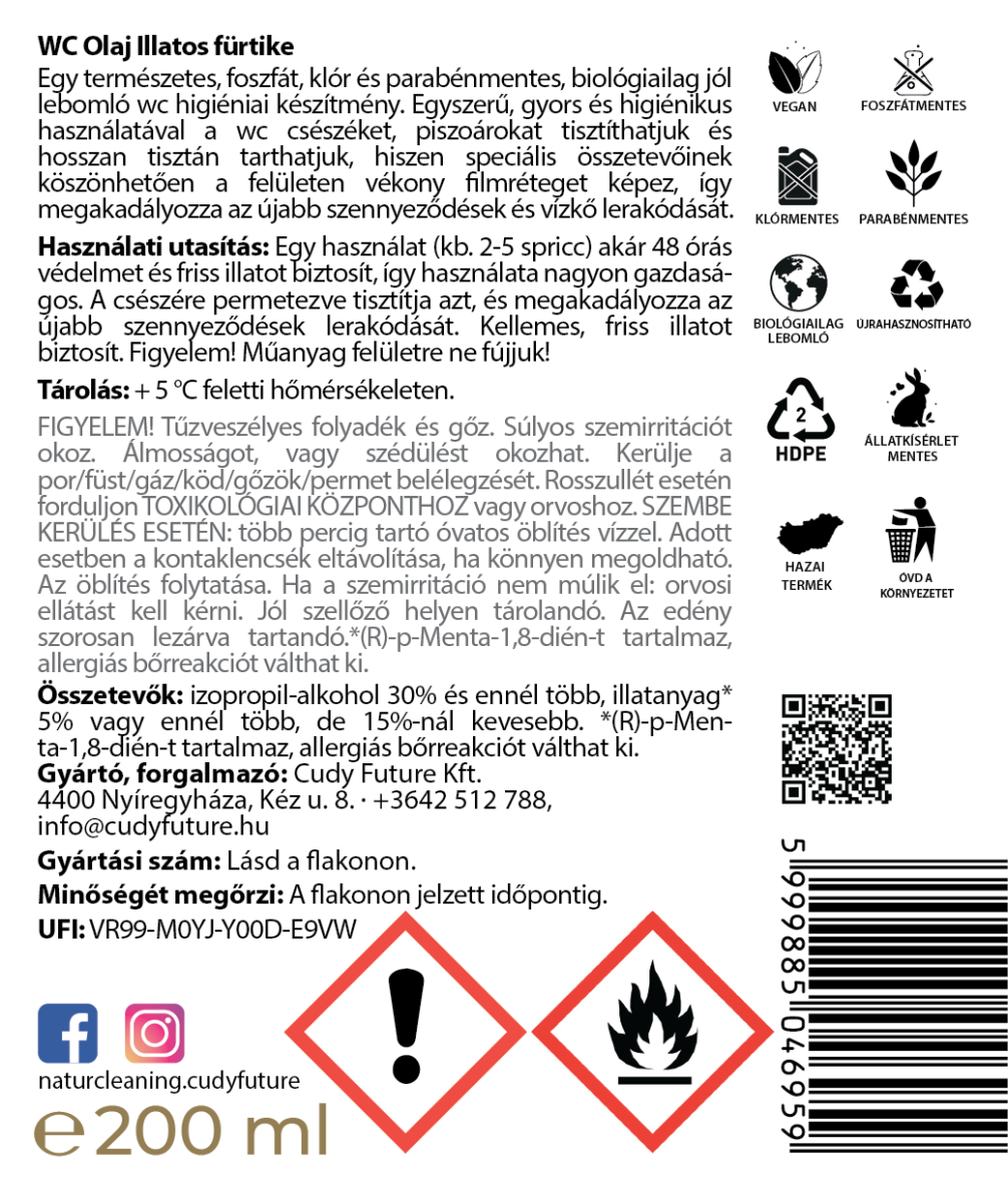 Naturcleaning WC olaj Illatos fürtike 200ml – galéria