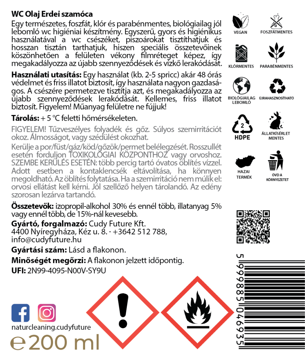 Naturcleaning WC olaj Erdei szamóca 200 ml – galéria