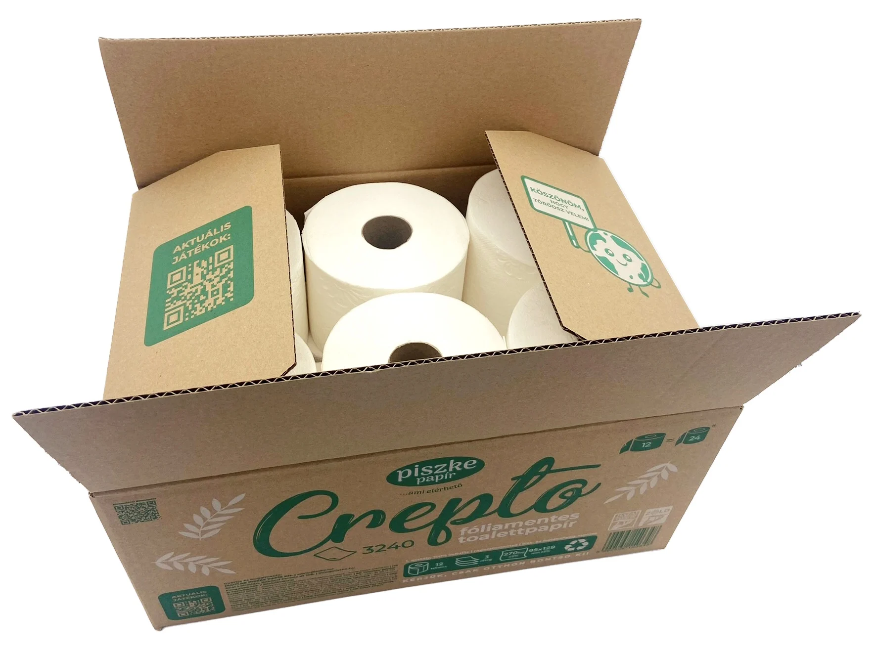 Crepto fóliamentes toalettpapír 3 rétegű 12 tekercs/doboz – galéria